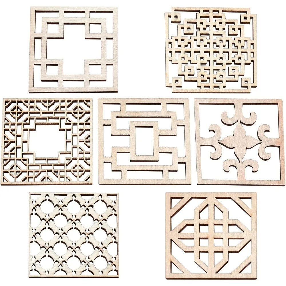 

14 шт., 7 комплектов, деревянные резные накладки, аппликации, резьба, наклейка, угловая ремесло, неокрашенная мебель, украшение для дома, окна, дерево