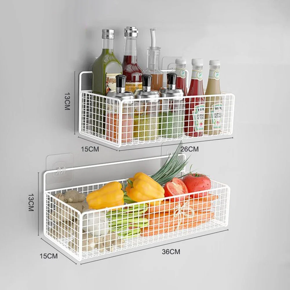 Organization Storage Basket Kitchen Books Fruits Home 1set Boxes Wall Mounted White Black Practical Replacement