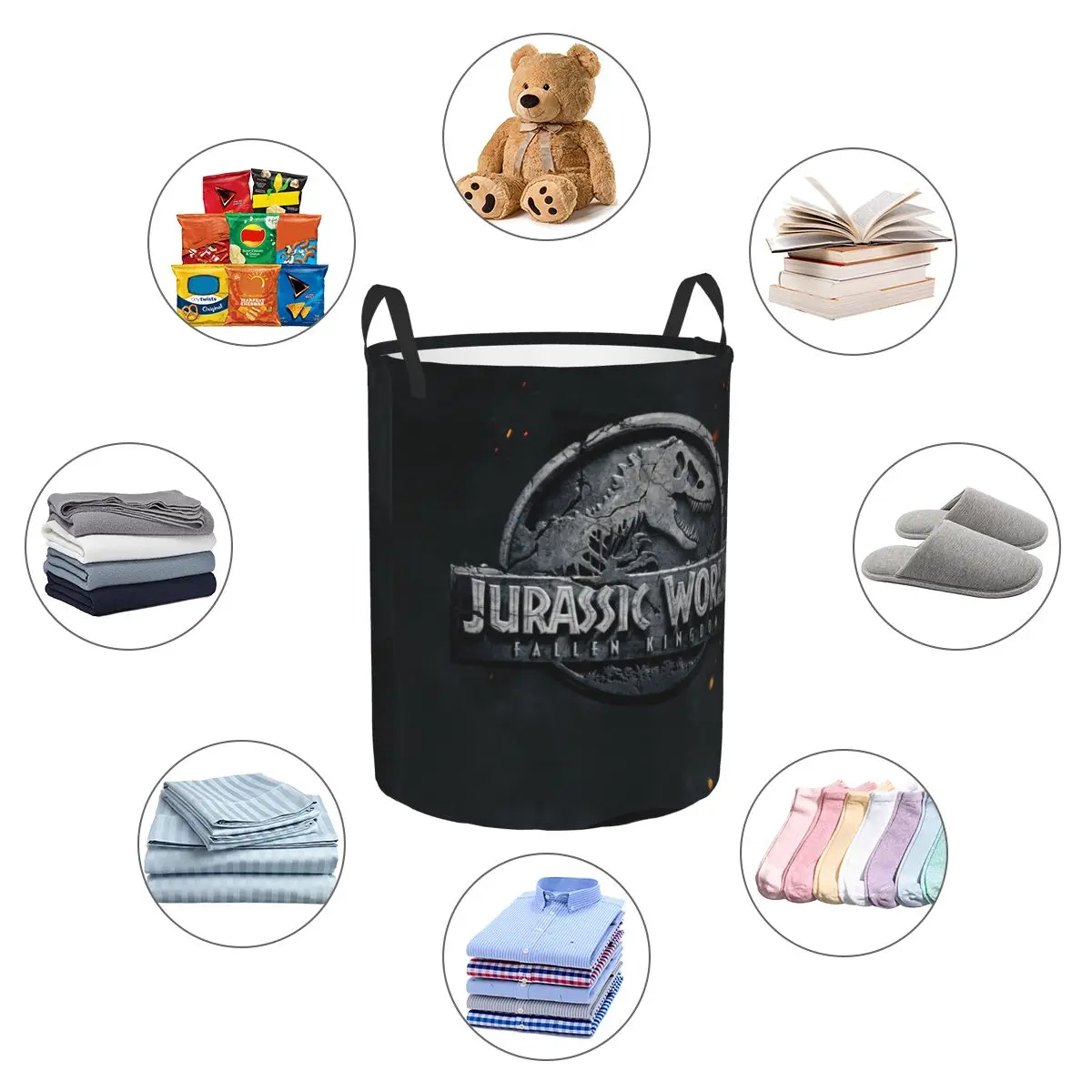 Custom Jurassic Park Laundry Hamper Large Clothes Storage Basket Dinosaur World Toy Bin Organizer for Kids