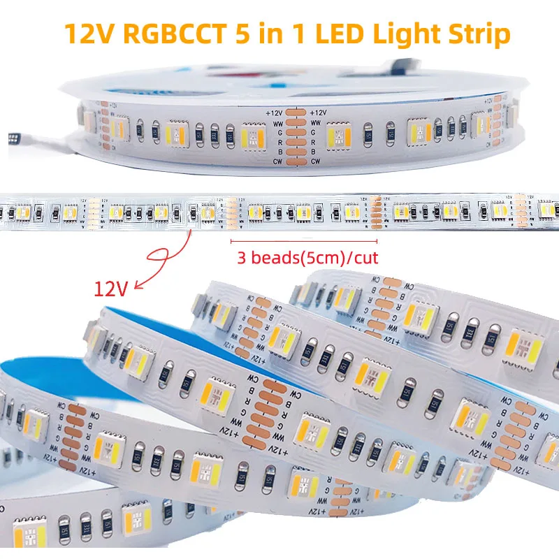 Tuya Wifi 5in1 LED Strip Verlichting Kit DC12V 5050 RGBCCT RGB + W + WW APP/Voice/Afstandsbediening Smartlife voor Alexa Google Home 1 M-5 M