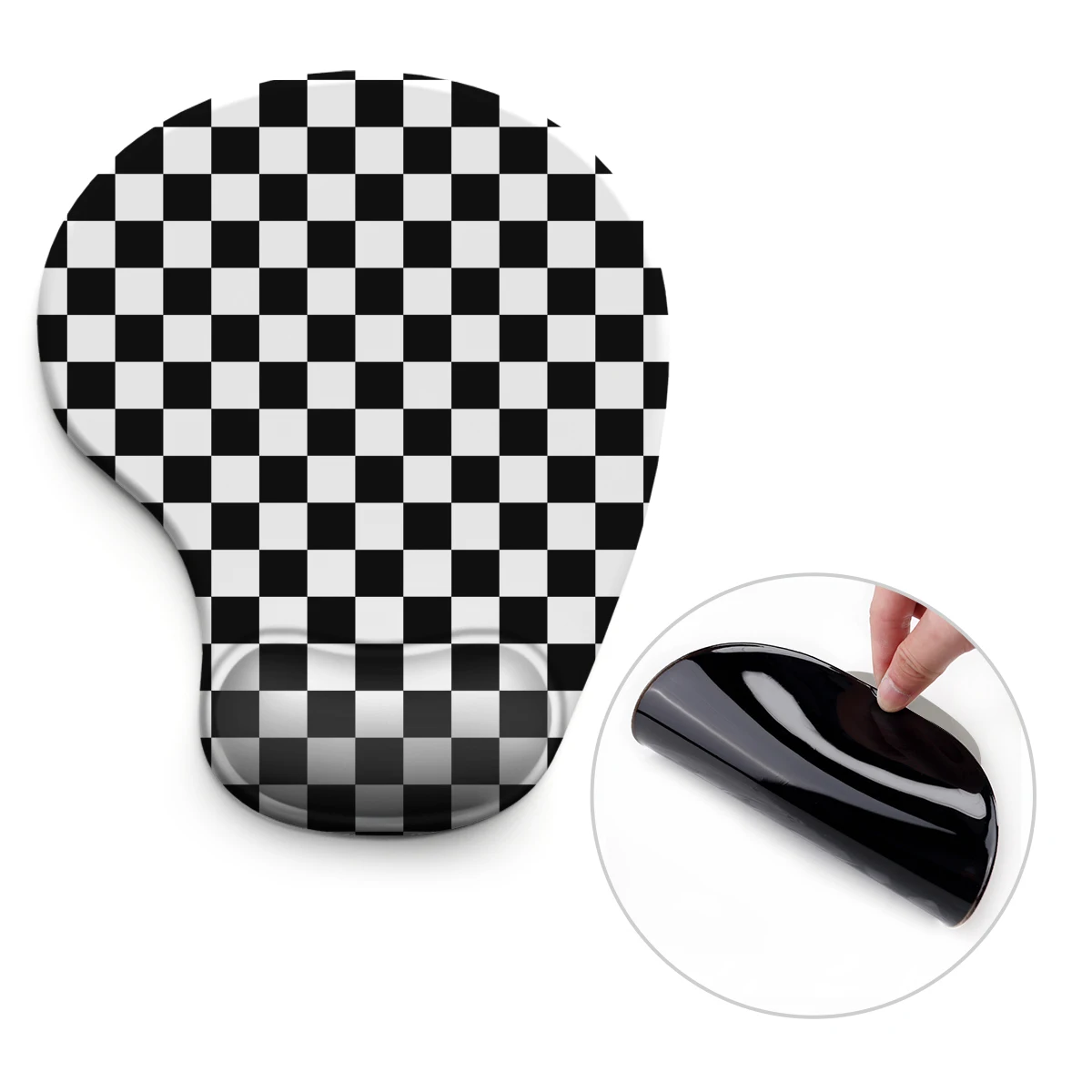 Black White Checkered Ergonomic Mouse Pad with Silicone Wrist Rest,Classic Grid Gel Wrist Support Mouse Mat,Desk Accessories