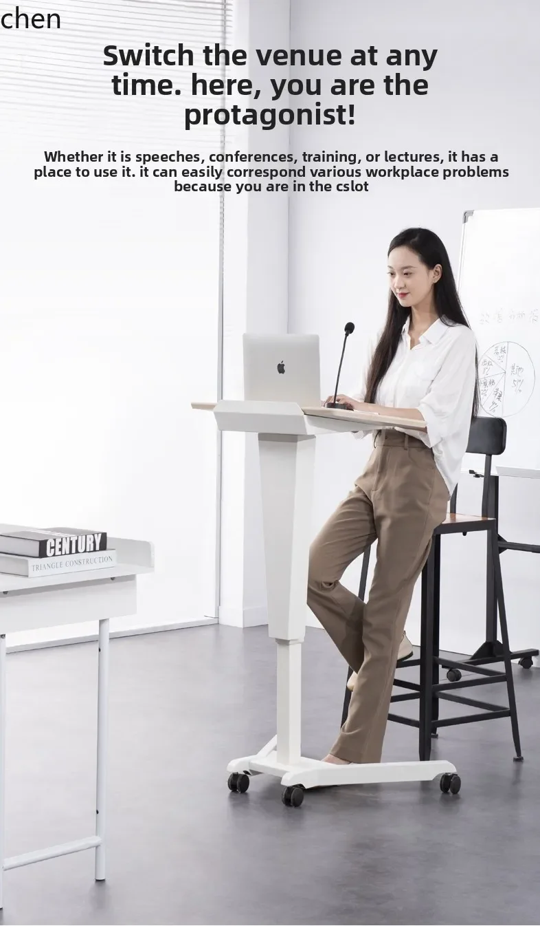 Mobile Lecture Podium Conference Speech Lifting Lecture Table Classroom Lectern Table Exhibition Hall Welcome Host Table