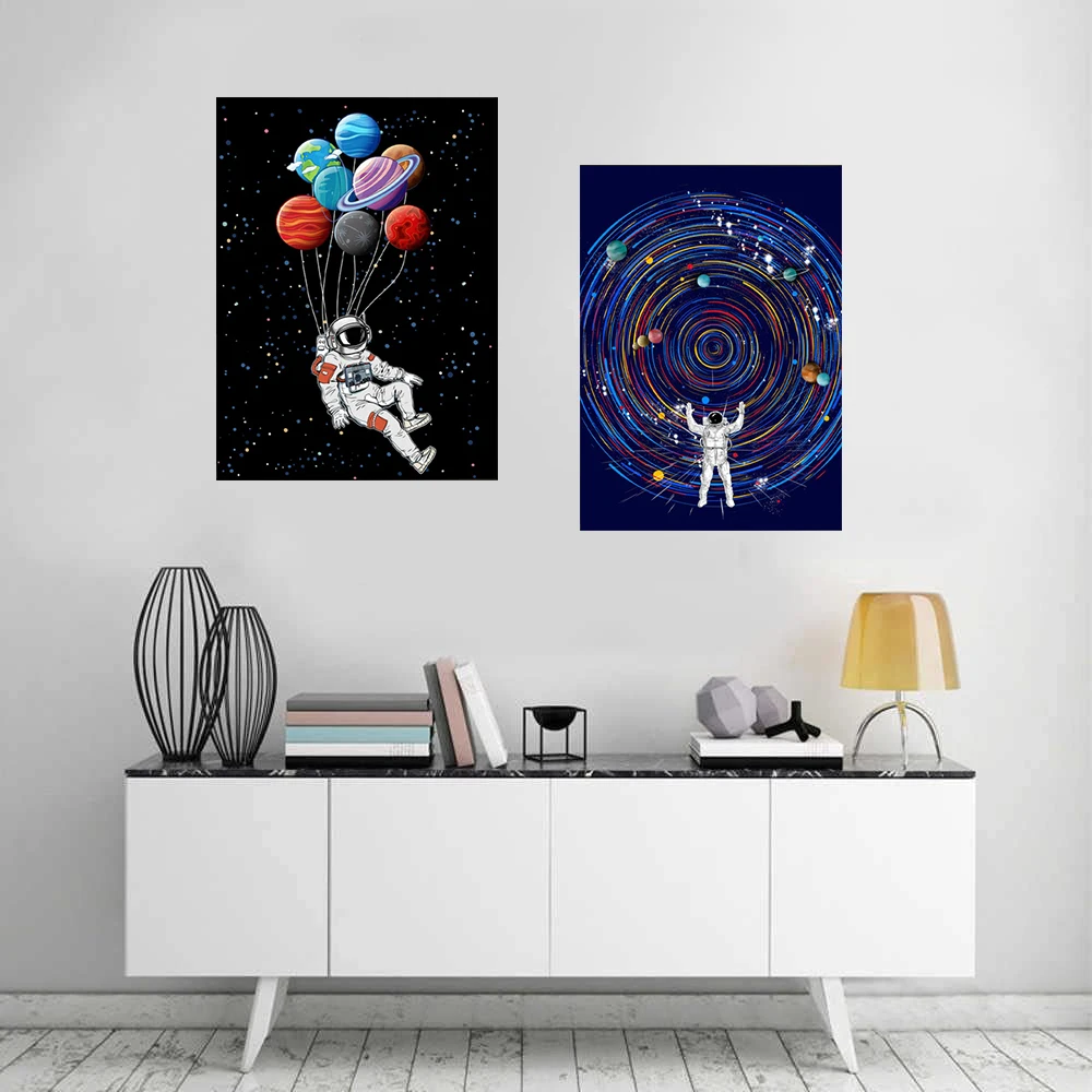 

Cartoon Astronaut Color Poster Printed Canvas Wall Art Picture for Bedroom Home Decoration Gift