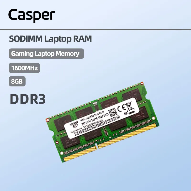 Casper Laptop Computer DDR3 8GB 1600MHz Memory Module SODIMM Notebook RAM Gaming Designer Run Design Software Smoothly (Green)