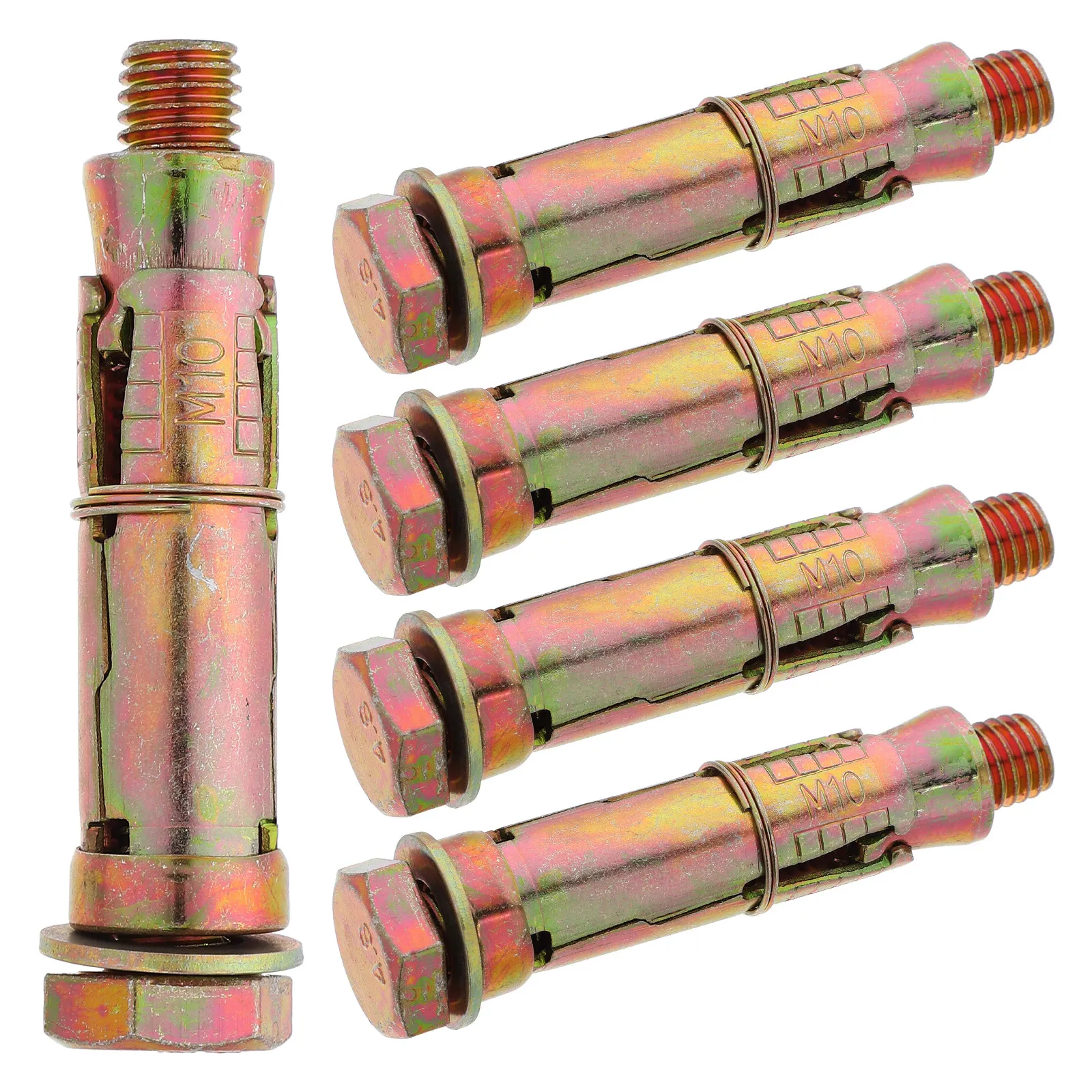 5Pcs M10x70 Color-Plated Zinc Expansion Bolts Gecko Design Secure Wedge Anchors for Heavy Duty Fixing in Concrete Brick Drywall