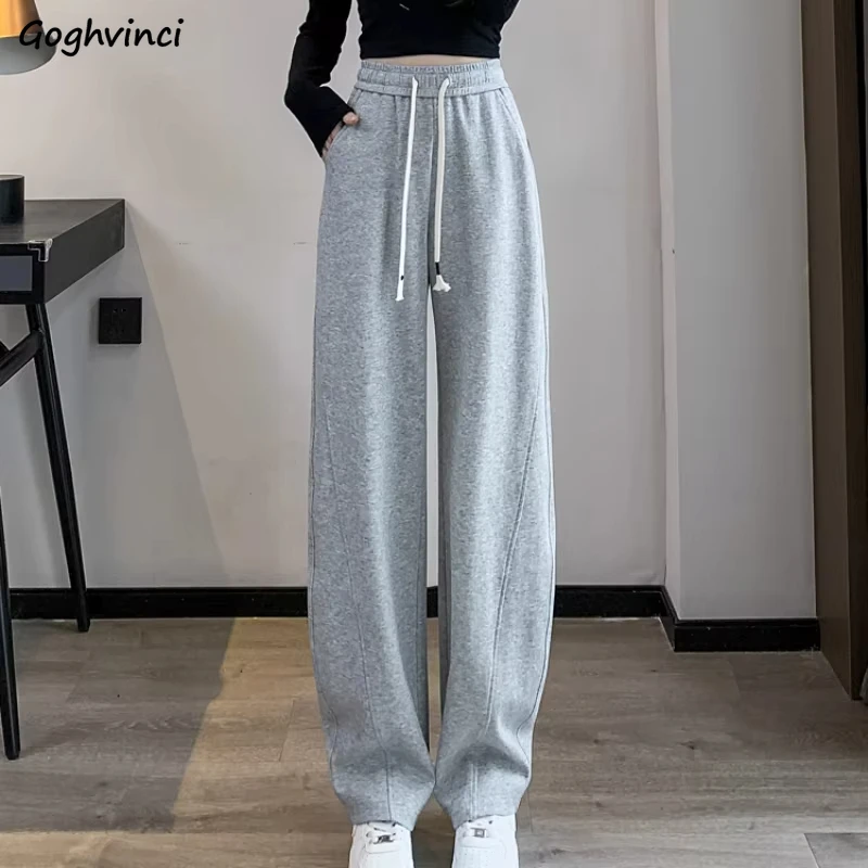 

Повседневные брюки, женские длинные прямые брюки, однотонные, на шнурке, с новой эластичной резинкой на талии, простые, уличные, шикарные, осенние, бархатные, модные