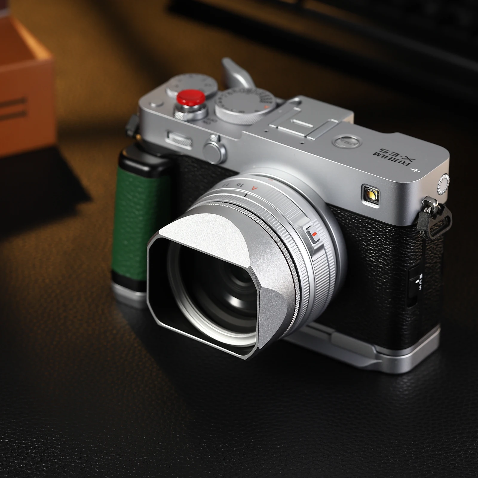 Haoge Squaret pare-soleil en métal pour Fujifilm XF23mm F2.8 sur XE5 kit de carrosserie Cemera Fujinon XF27mmF2.8 R WR objectif 39mm pare-soleil à visser