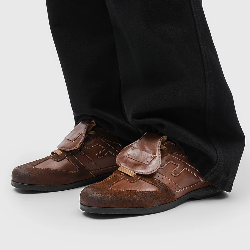 

Designer Men's Genuine Leather Shoes British Style Dress Classic Retro Flip-top Oxford Shoes High-quality Fashion Week Shoes Men