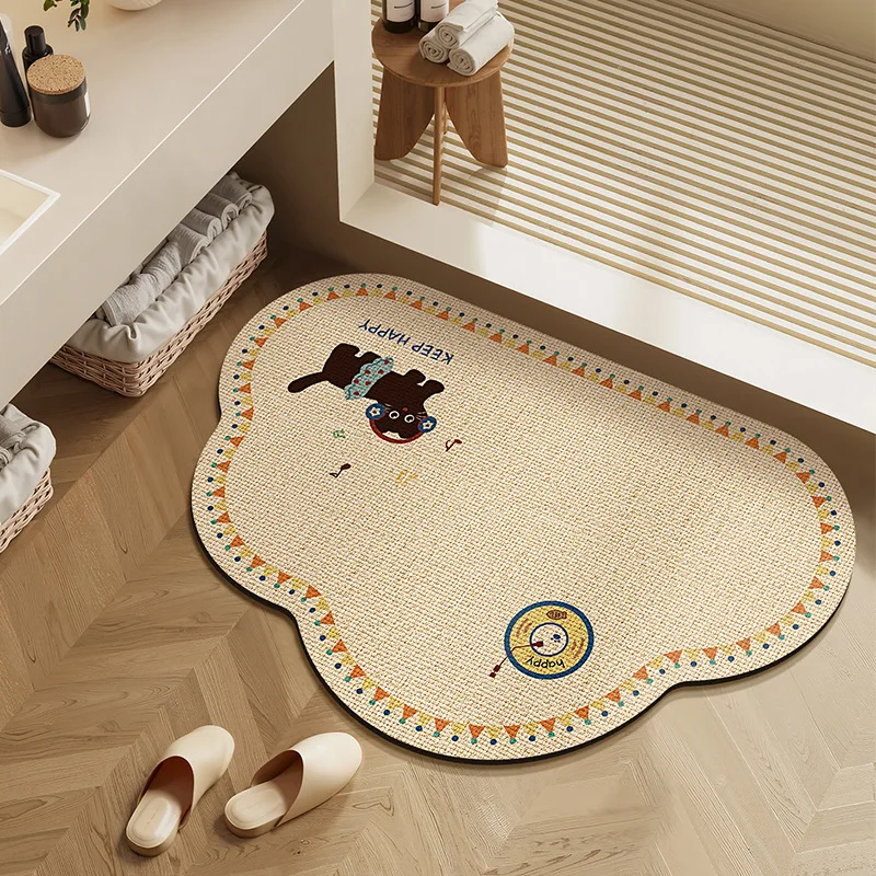 Diatom Mud Floor Mat Customized Bathroom Absorbent Advanced Sense Scrubable Leave-in Stain-resistant Marble Toilet Door