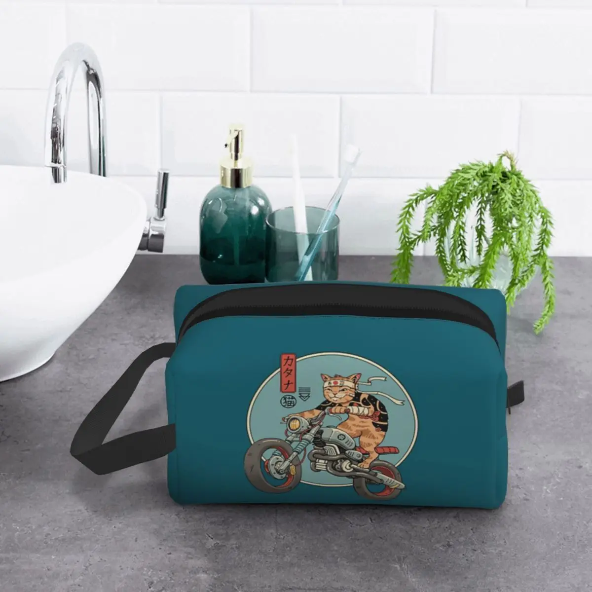

Косметичка-органайзер Catana Cats в стиле ретро-самурая/якудза, несессер для хранения туалетных принадлежностей, косметичка для женщин