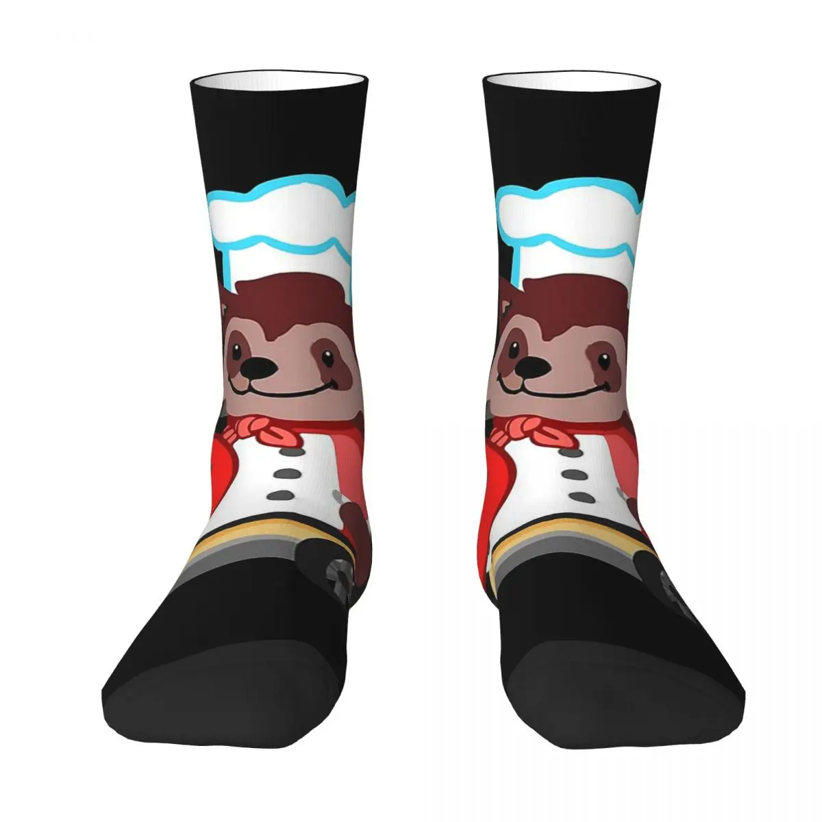 Cute Overcooked Wheelchair Raccoon Chef Gift Socks Harajuku Sweat Absorbing Stockings All Season Long Socks for Unisex Gifts