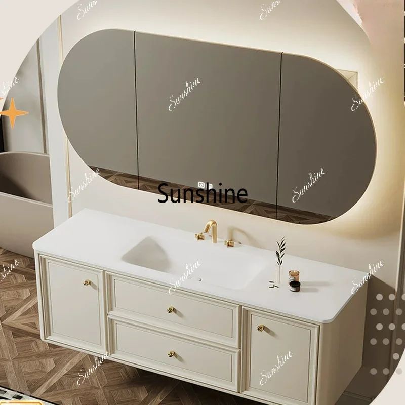 French cream wind slate, integrated basin bathroom cabinet, sinkTJ