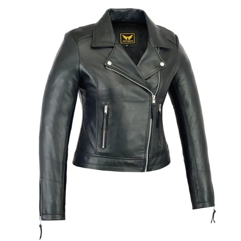 Ropa de cuero para mujer, chaqueta de cuero suave y ligera, informal, de motocicleta, color negro, tendencia de moda