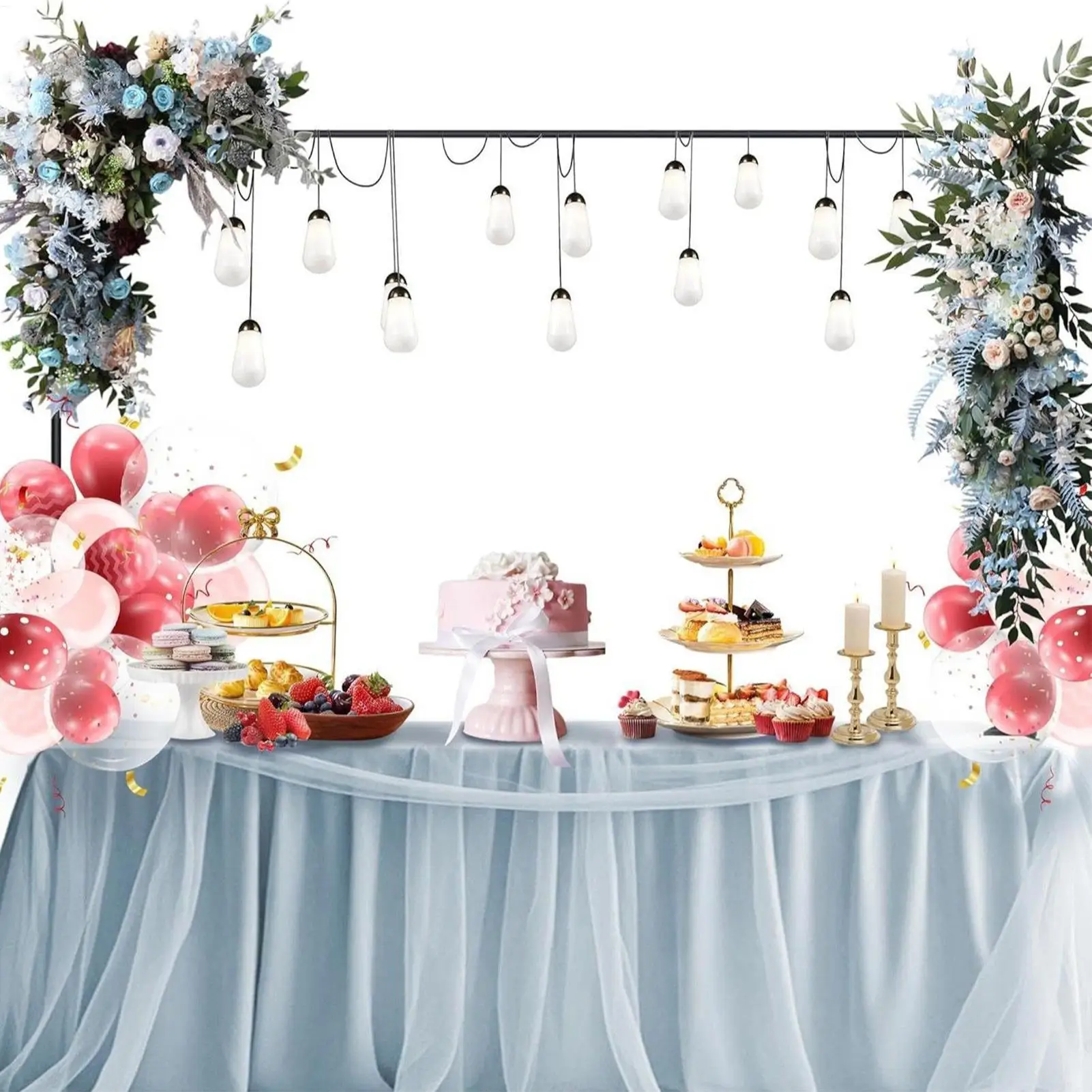 Table Arch Stand with Clamps Adjustable Table Balloon Arch with Clamps Dining Background Rack for Daily Swing Event Catering