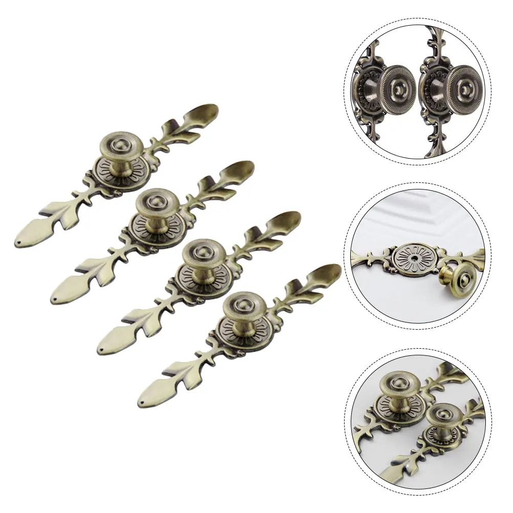 

4 pcs Retro Door Handle Durable Zinc Alloy Unique Design Creative Furniture Decor Drawer Cabinet Knob Replacement Practical