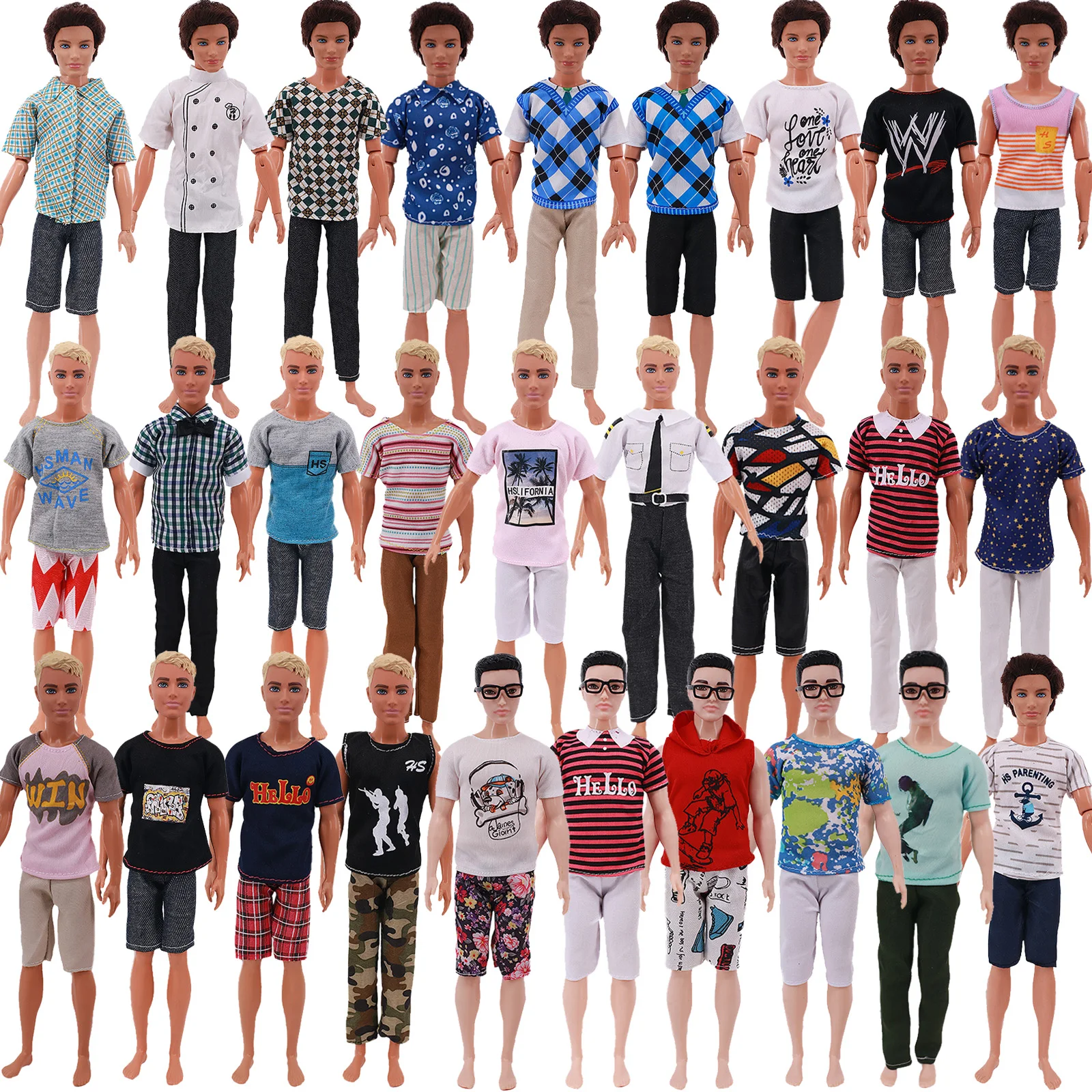 Fashion Men's Doll Clothes Short Shirts Plus Shorts Pants Set Clothes Accessories Barbies Clothes Ken Doll Friends