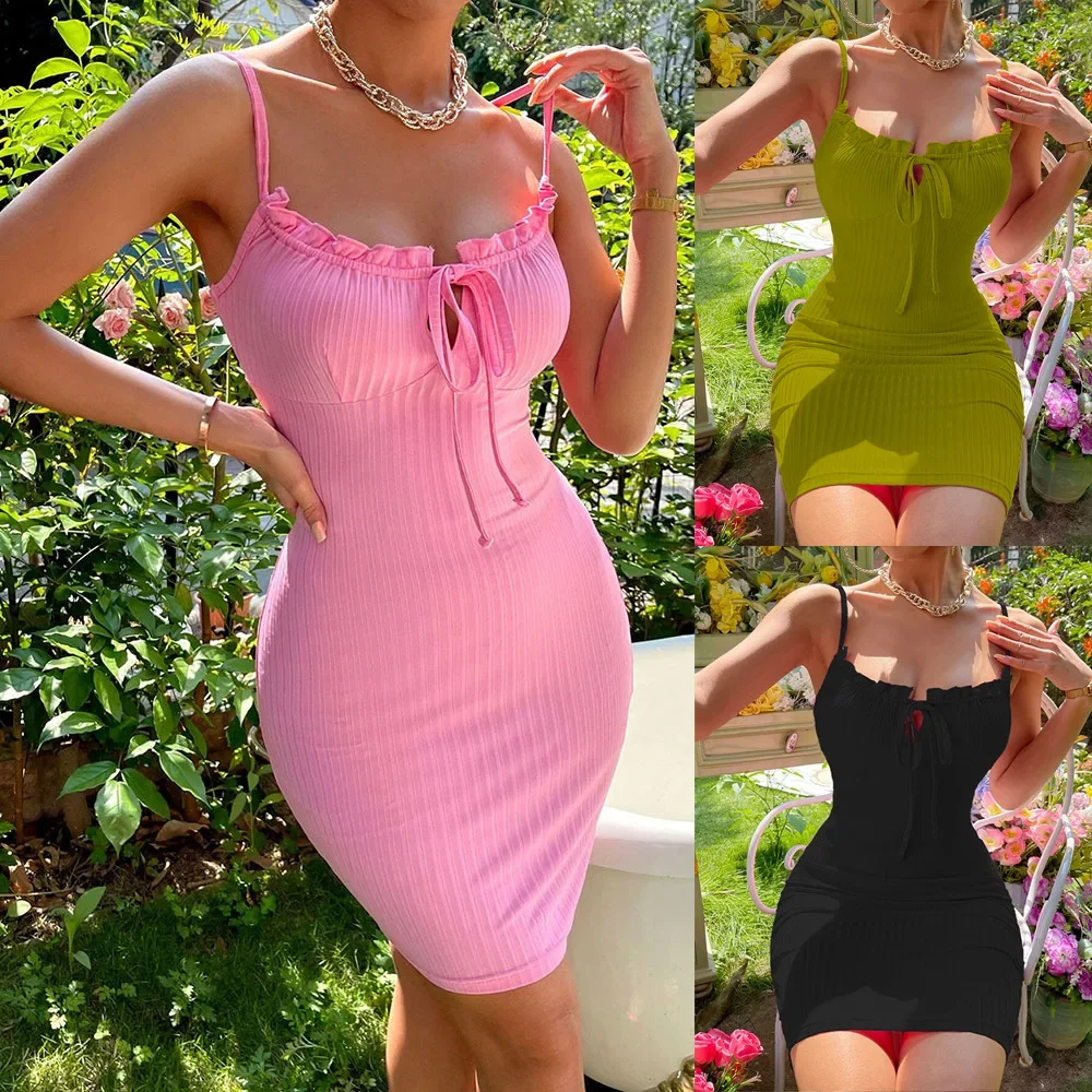 Euramerican Sexy Slim-Fit Strapless Party Dress With A Line Neck Pink Women's Clothing