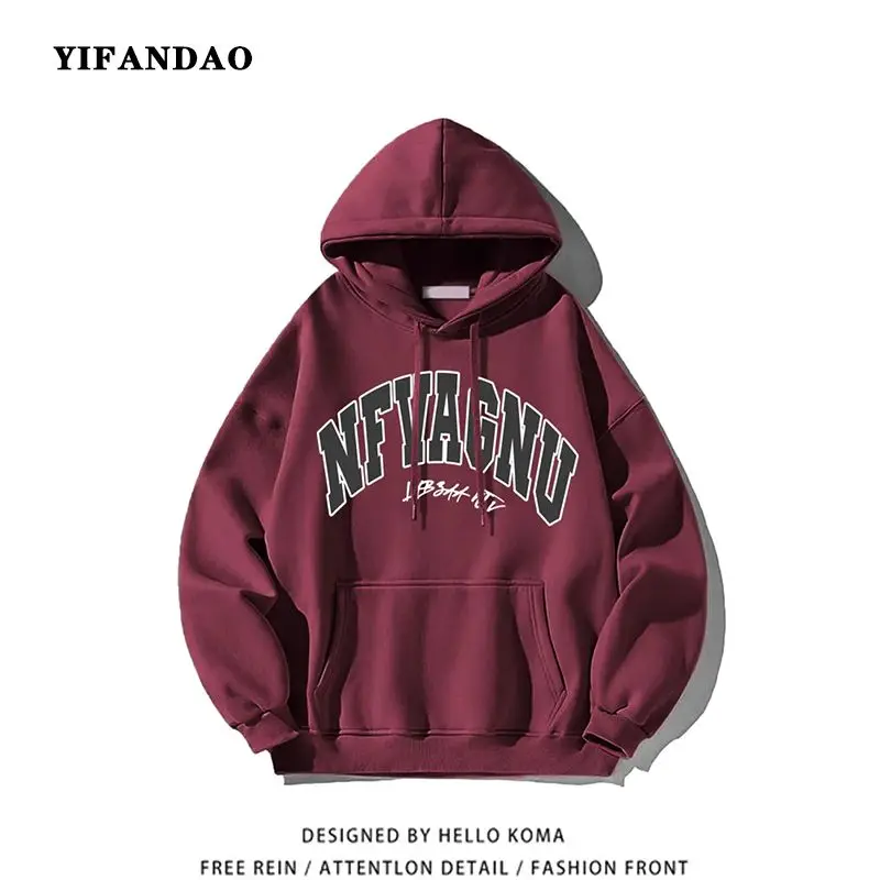 

American street letter print hooded sweatshirt for men high street college style simple loose oversize trendy sweatshirt y2k ins