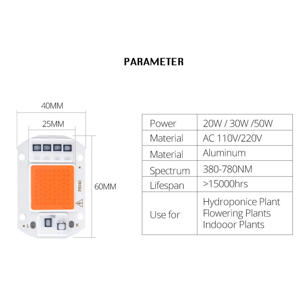 220 فولت Cob LED تنمو ضوء 50 واط الطيف الكامل نبات داخلي مصباح الدفيئة الشتلات المائية بلوم Cob LED تنمو ضوء #2
