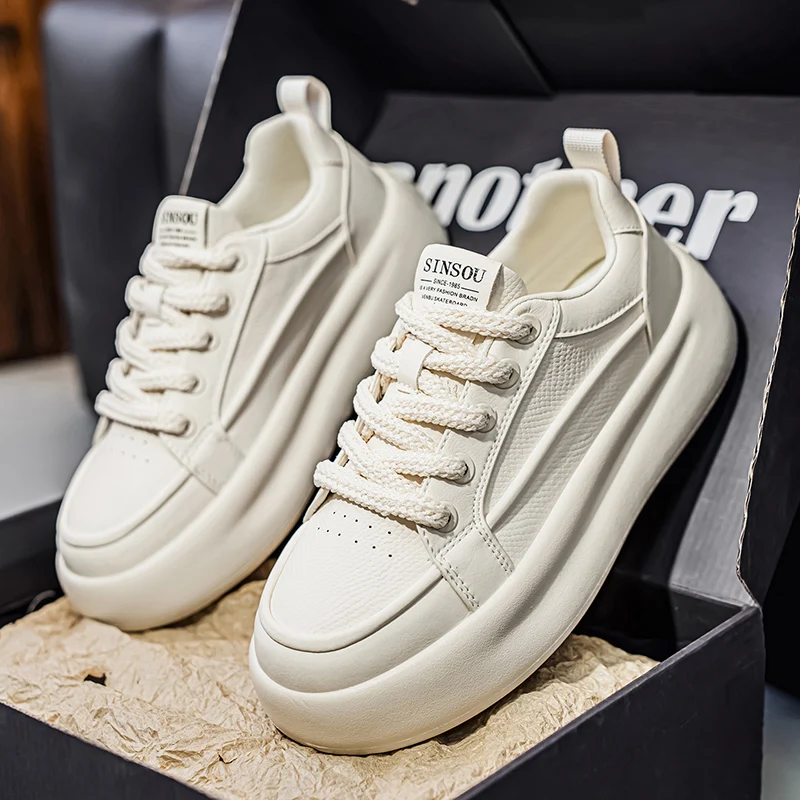 ​ حذاء بدون كعب للرجال الأكثر مبيعًا لعام 2025 - حذاء رياضي أبيض كلاسيكي، مسامي وممتص للصدمات، متين وغير قابل للانزلاق، مريح خفيف الوزن