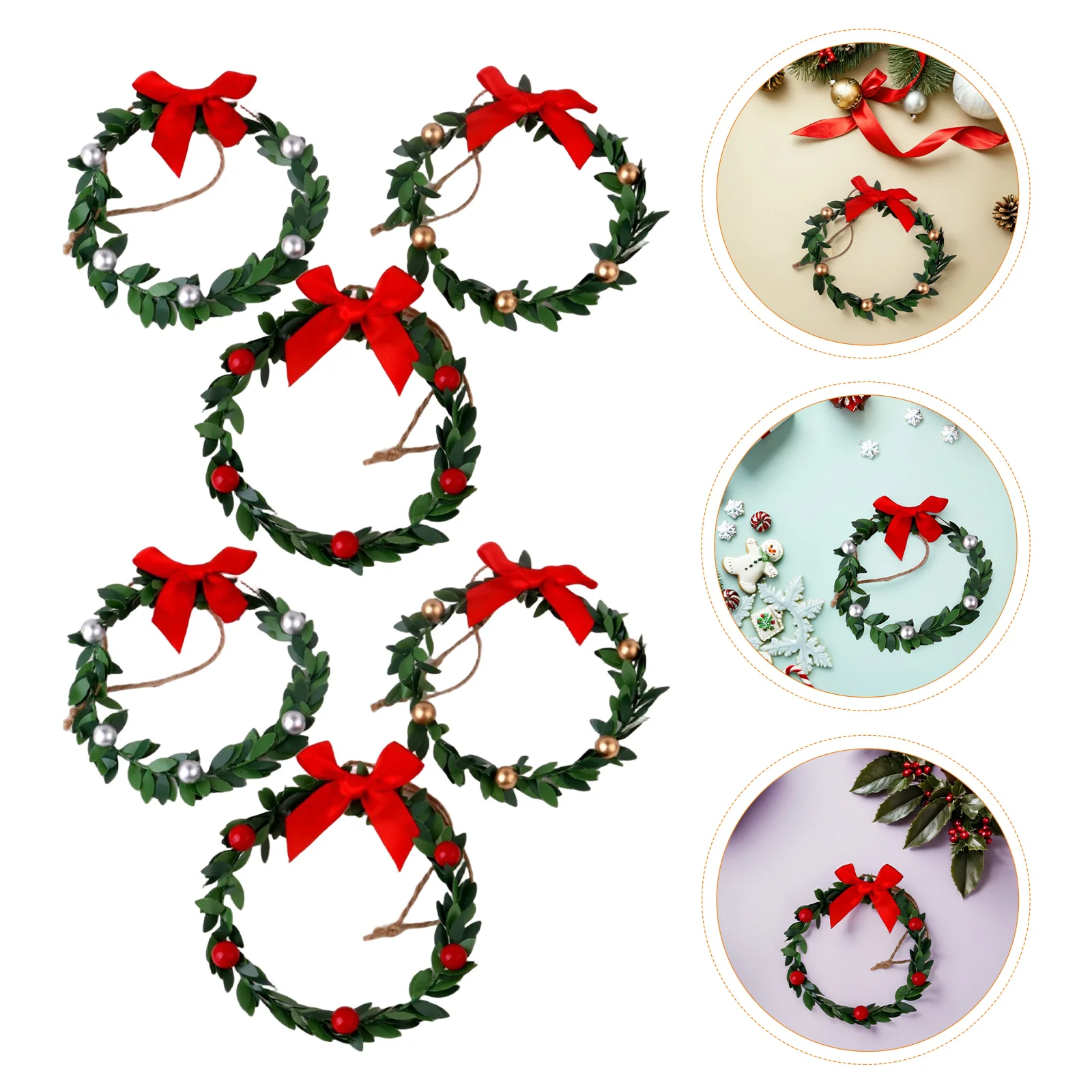 

9Pcs Mini Craft Wreaths Festive Holiday Decor Small Farmhouse Style Wreaths for Indoor Outdoor Door Window Cabinet Decoration
