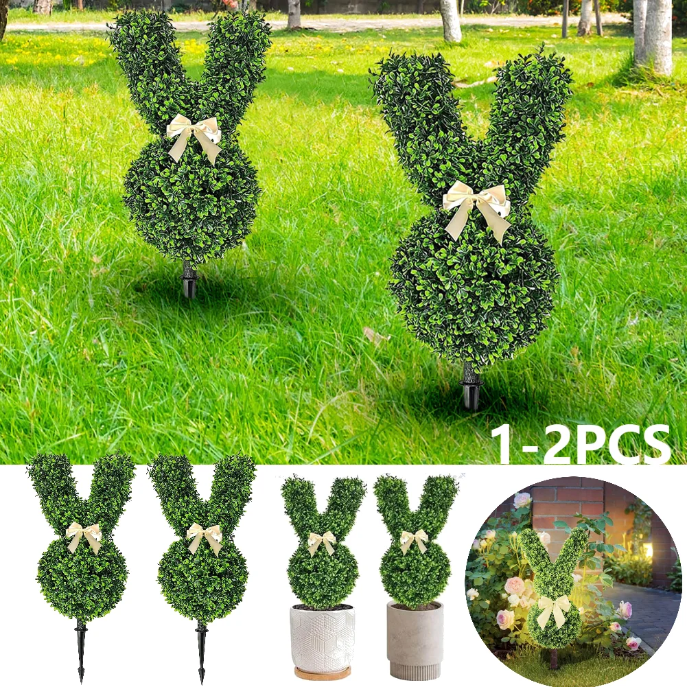 

50cm Large Artificial green plants For Home Garden Decor rabbit shape Ground plugging garlands Easter home entrance decorations