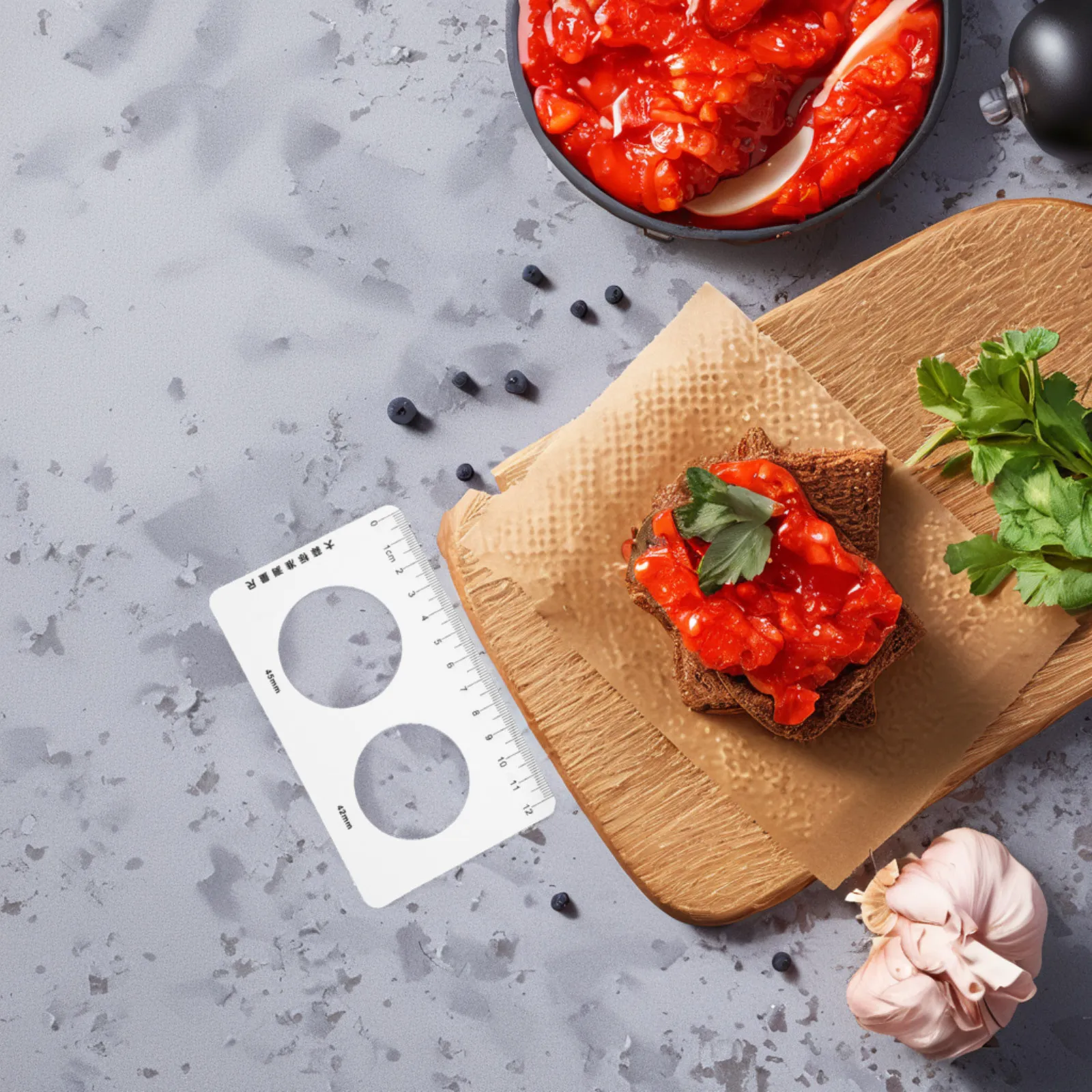 

2 pcs Plastic Vegetable Measuring Ruler Hollow Out Design Fruit Diameter Gauge Garlic Size Tool For Gardening Cooking Drafting