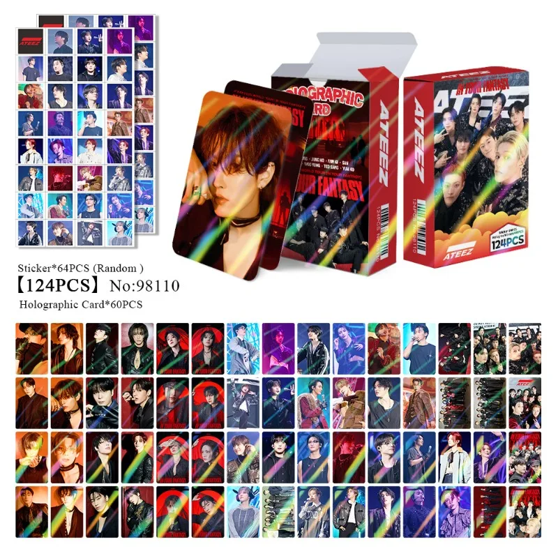 124-teiliges Ateez Laser-Reflektierendes Holografisches Karten-Set, Hochwertige Sammelkarten für Fans, Tägliche Präsentation und Sammlung