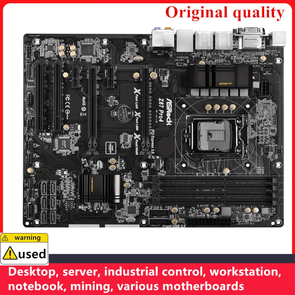 

Used For ASROCK Z87 Pro4 Motherboards LGA 1150 DDR3 32GB ATX Intel Z87 Overclocking Desktop Mainboard SATA III USB3.0