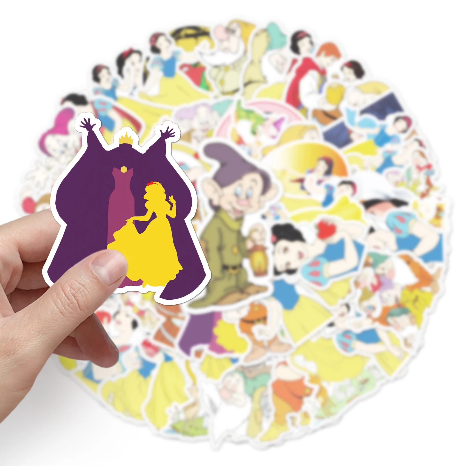 10/50 pçs disney neve branca princesa adesivos estéticos dos desenhos animados anime graffiti decalque para criança brinquedo telefone guitarra clássico brinquedos do miúdo