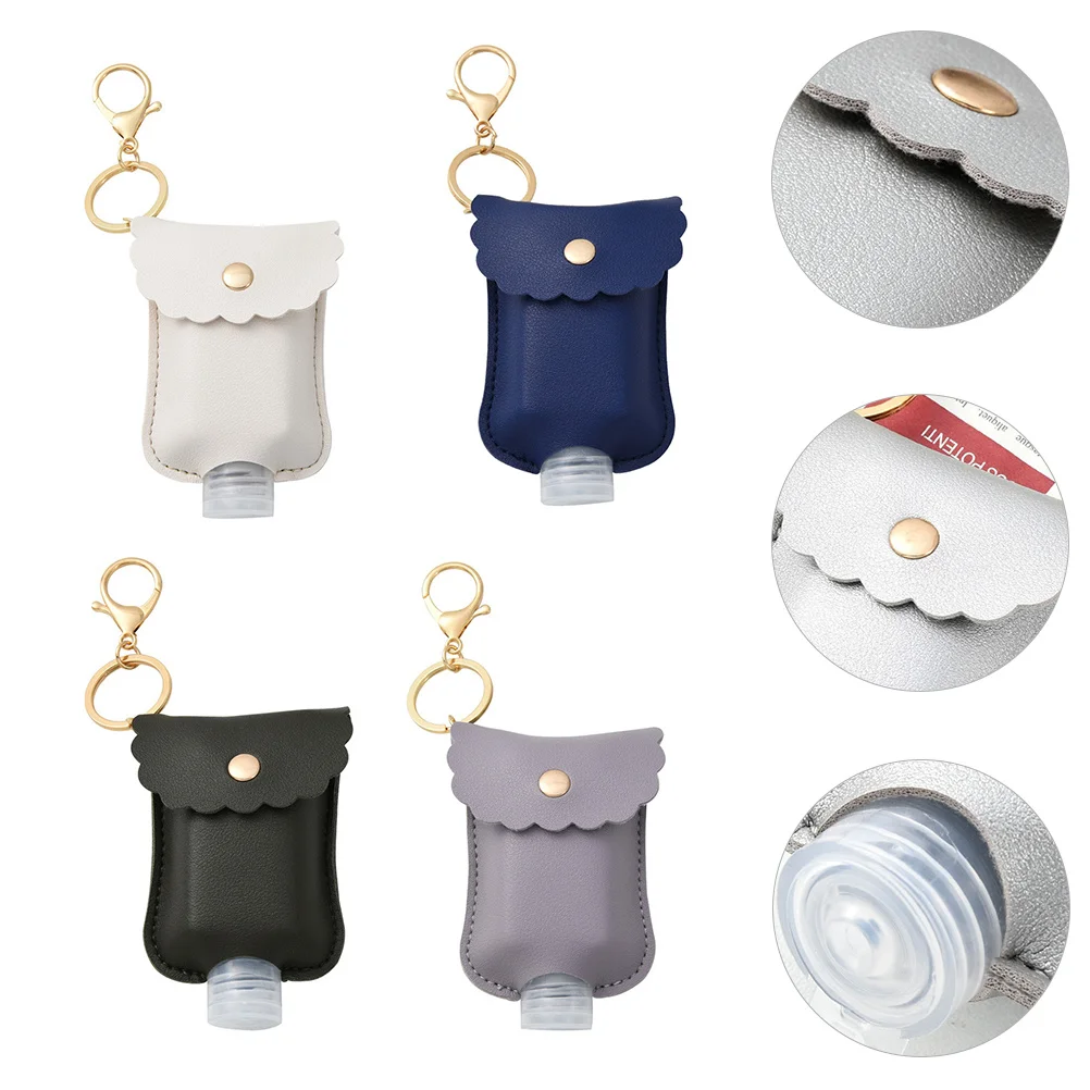 4 Stück Handflasche Mini 60 ml Flüssigkeitsbehälter Schlüsselanhänger Tragbarer Reise-Seifenspender Langlebiger Kunststoff Auslaufsicher Klar