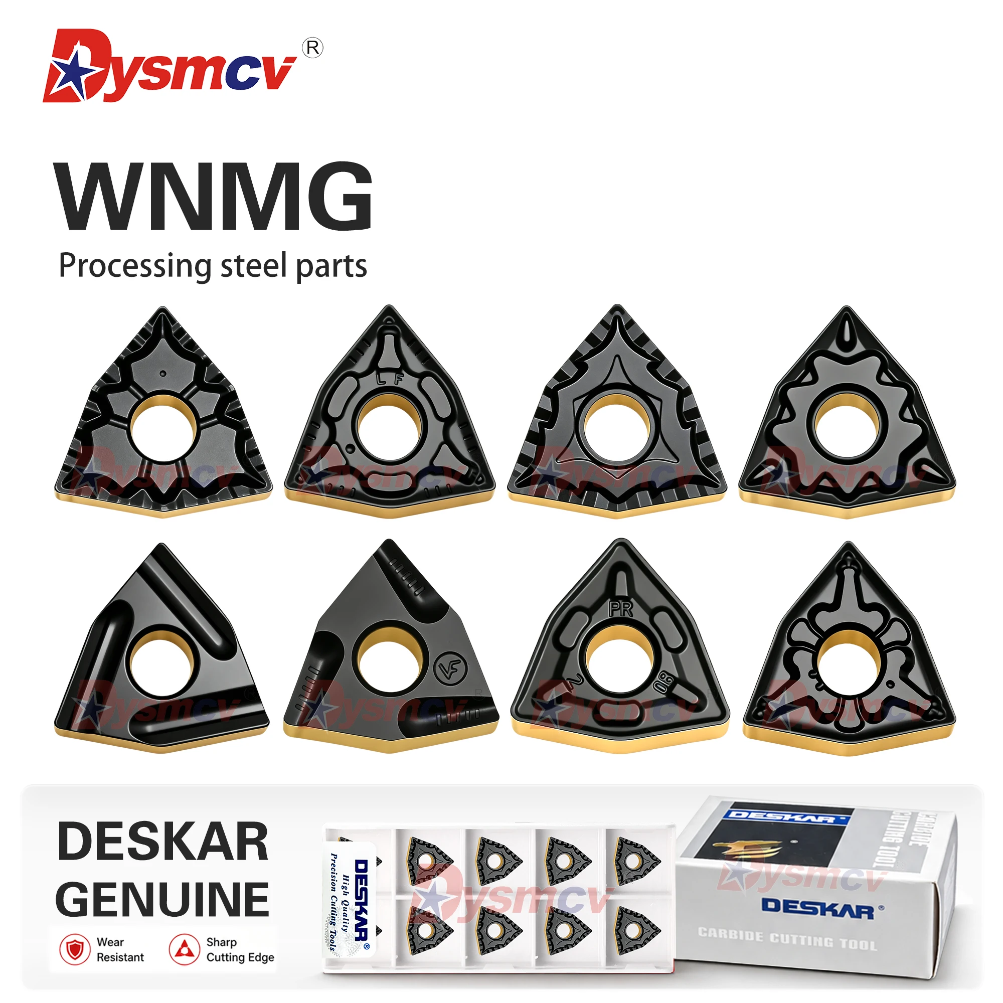 DESKAR WNMG08 Series WNMG080404/08/12-CM/HQ/R-VF/TM LF9218 Lathe Peach Shaped Two-Color Turning Inserts Processing Steel Parts