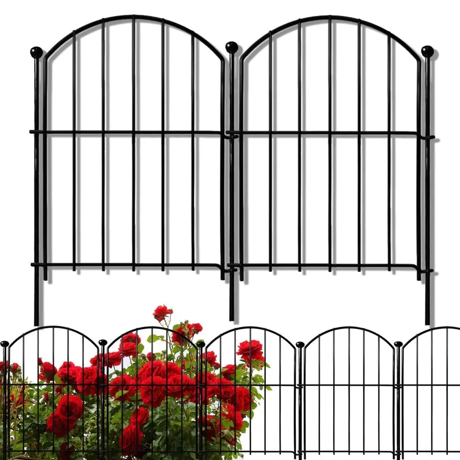 

Garden Fence 17in x10ft, 10 Pack Rustproof Metal No Dig Fence Animal Barrier for Dog, Arched Flower Bed Edging Ornamental Wire B