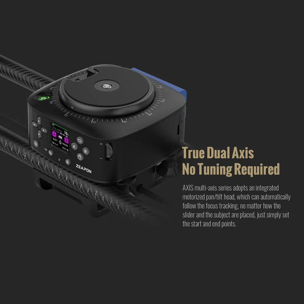 Zeapon AXIS Cámara motorizada multieje Slider AXIS 80Pro 100Pro 120Pro Pista eléctrica de fibra de carbono Pantalla LCD 360 °   Fotografía