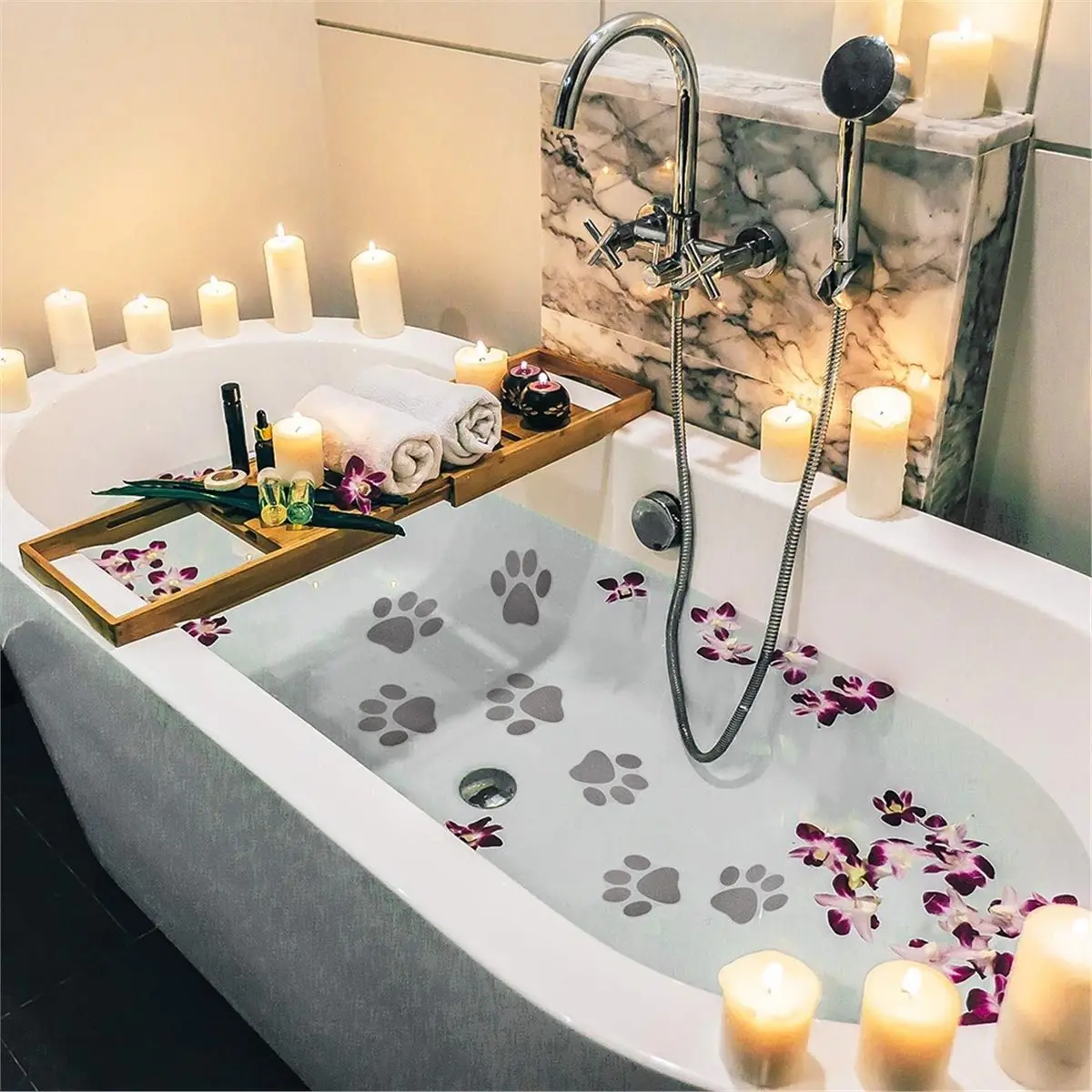 20 Pcs Non Slip Bathtub Stickers Non Slip Shower Sticker Adhesive Paws Decals Treads to Tubs Bathtub Stickers