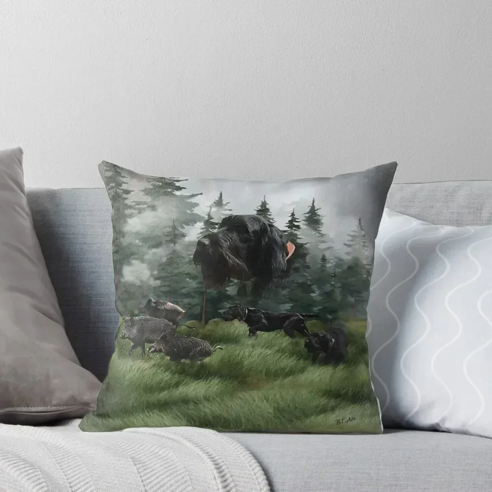 

Wild boar hunting season, German Wirehaired Pointer , Art Throw Pillow Cusions Cover Sofa Pillow Cover pillow