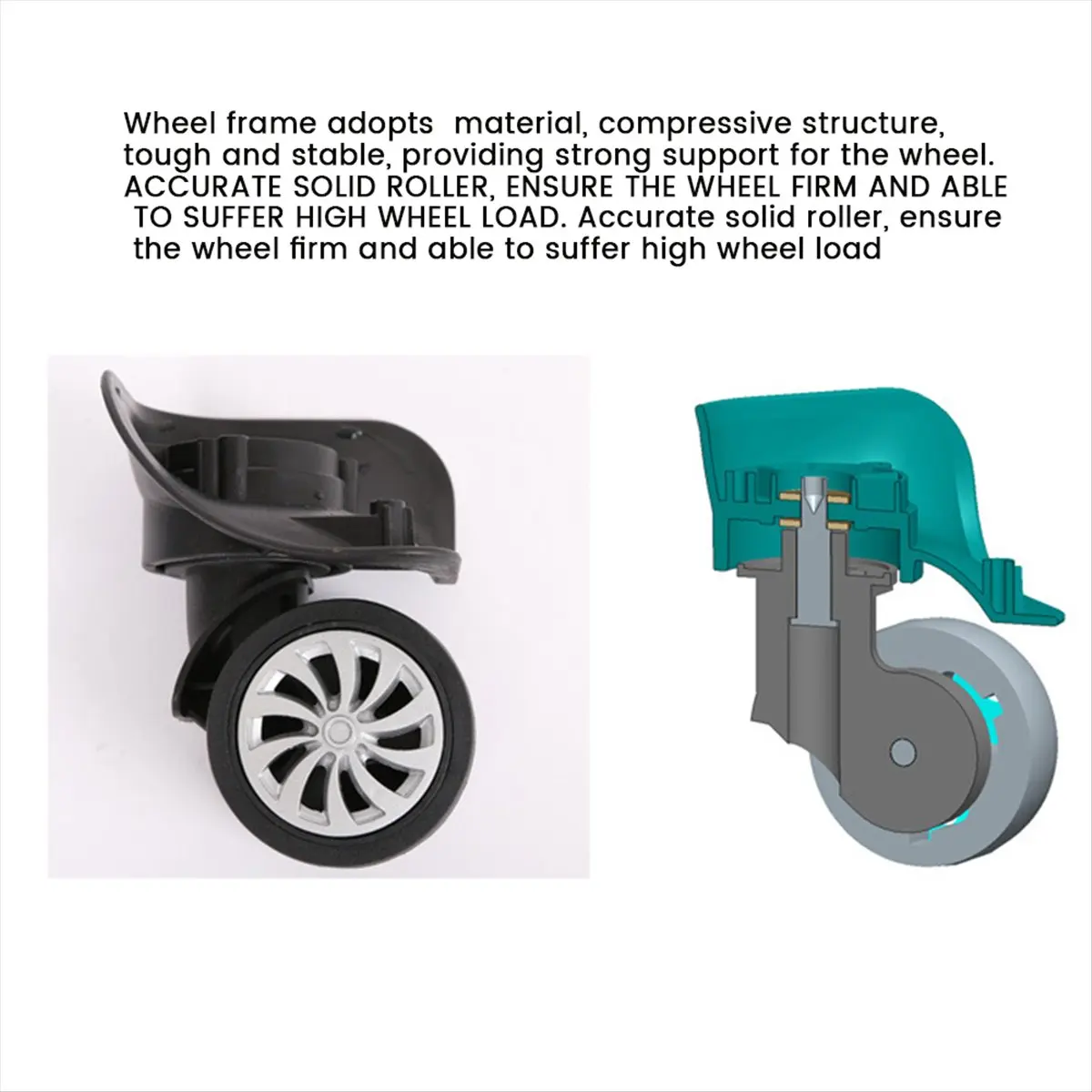 ABQR 4 rodas de substituição de bagagem, rodas giratórias de mala de bagagem de substituição, roda giratória universal para bagagem
