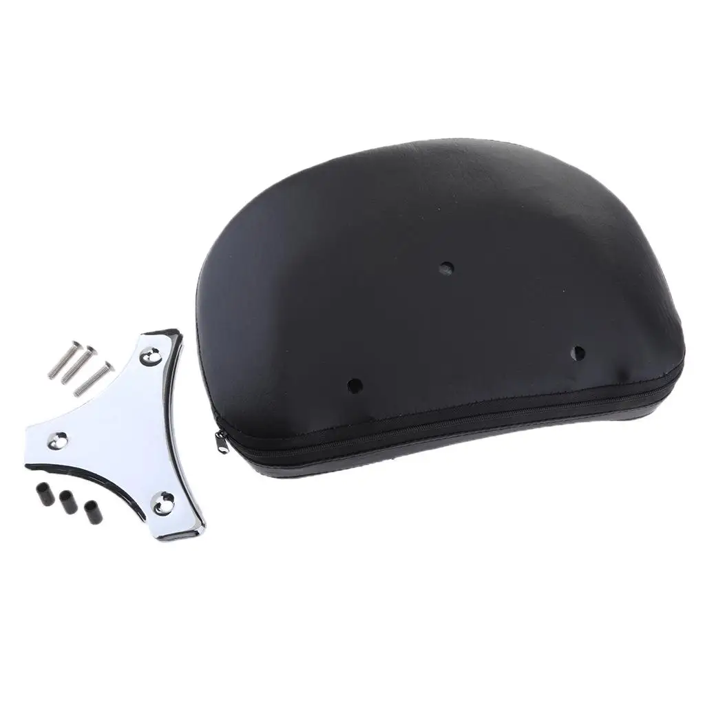Motorcycle Backrest Pad Soft Foam PU Plastic Sissy Bar Cushion with Bracket Easy Install for Touring