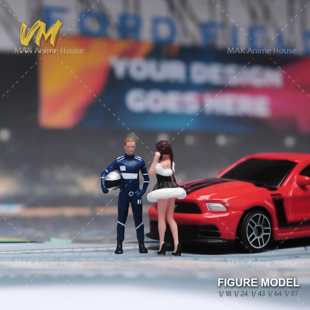 ミニチュアフィギュア 1/87 1/64 1/43 1/24 1/18 レーシングドライバーシャイビューティーカップル塗装モデルクリエイティブ写真シーン人形おもちゃ