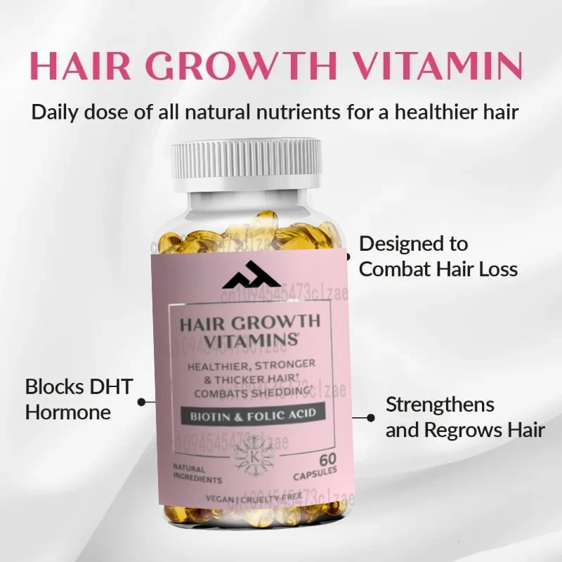 

Витамины для роста волос, биотиновая добавка, коллагеновые стимуляторы, включая пильную ладонь, витамин D3 и т. д. -60 капсул