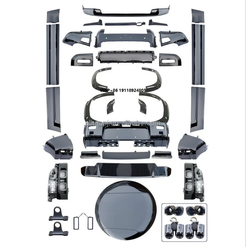 For Defender 2020- Base Upgrade to Gloss Black Version Front and Rear Bumper Completely Wider Body Kit