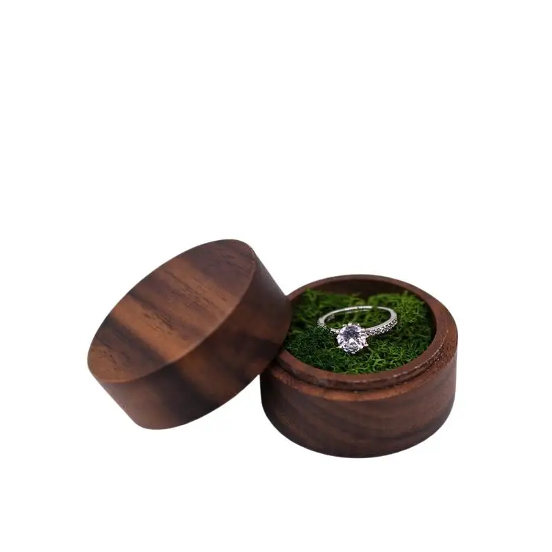 Rustikaler runder Schmuckkasten, Ohrring-Organizer, Hochzeitsgeschenk, Schmuckschatulle, Ringbox, Präsentationsbox, Ringträgerbox, Aufbewahrungsbox – Detail 6