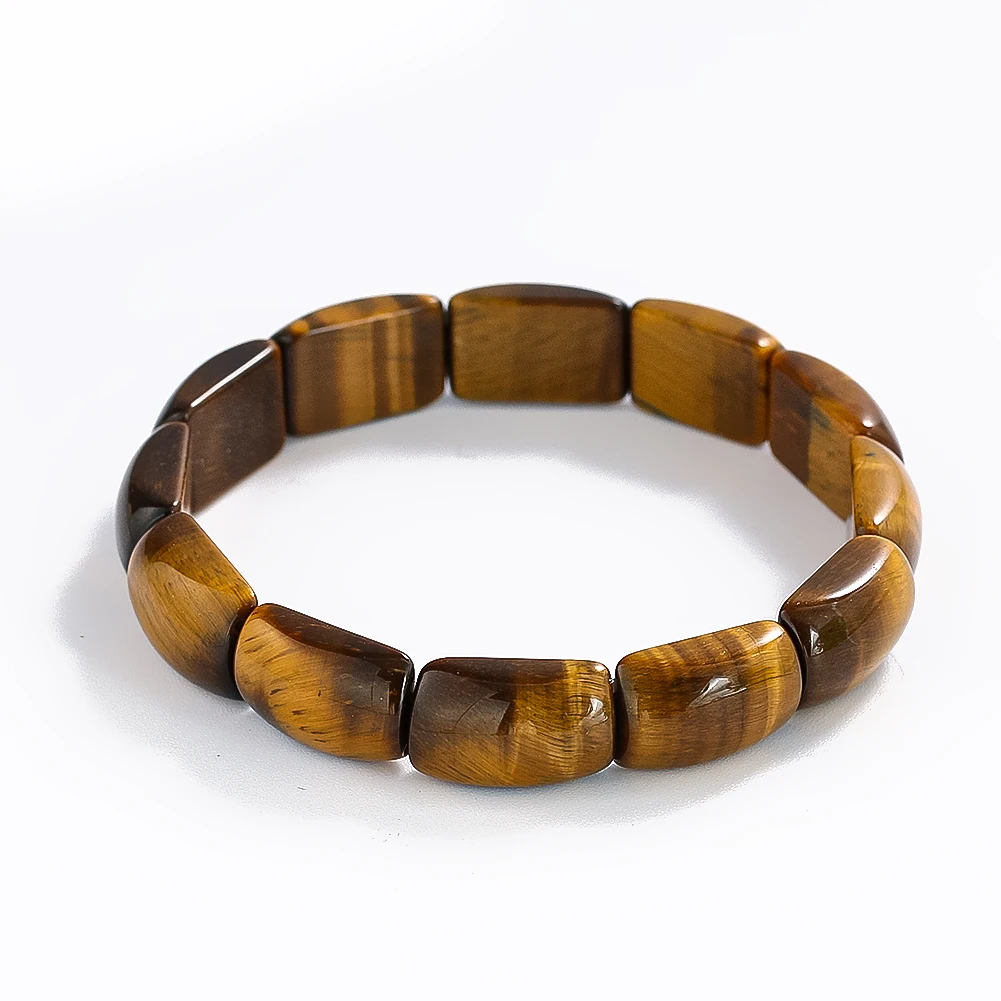 Natural Stone Square Tiger Eye Bracelet for Men Women Quartz Gemstone Healing Reiki Bangle Minimalist Yoga Meditation Jewelry