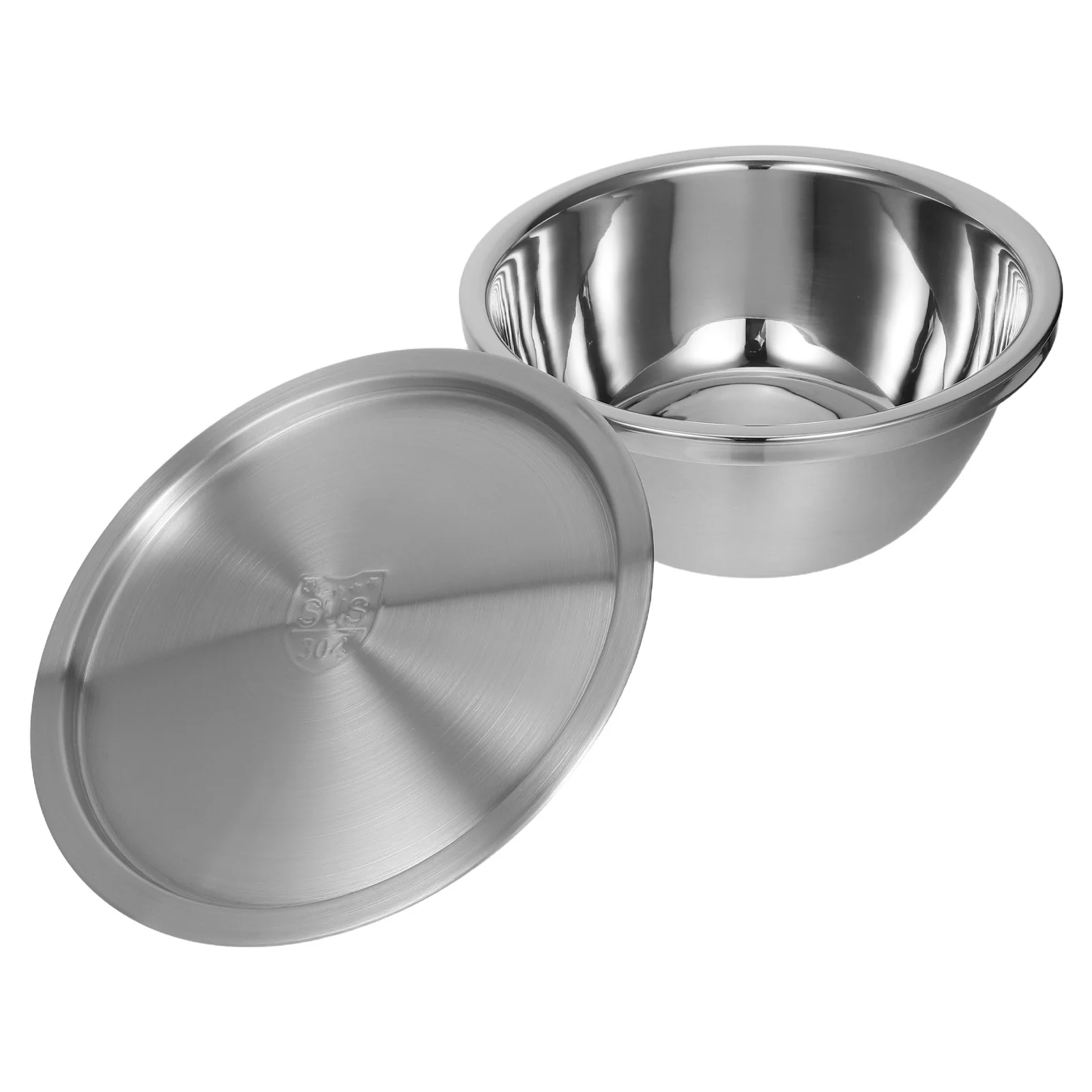 Cuenco para mezclar de acero inoxidable, recipiente para sopa y ensalada de cocina de gran capacidad, almacenamiento de alimentos, lavabo mezclador, estufa portátil, 1 Juego