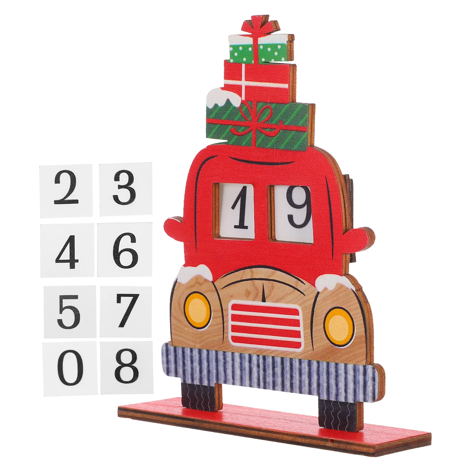 

Sturdy Wooden Truck Christmas Countdown Ornament Handpainted Santa Blocks Holiday Table Centerpiece Christmas Small Wood Blocks