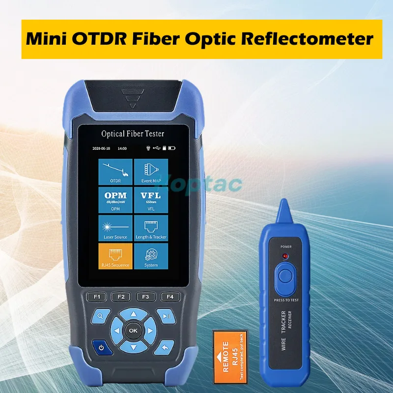 Mini pro otdr refletômetro de fibra óptica cl900d com 9 funções vfl ols opm mapa de eventos rj45 ethernet cabo rastreador testador ftth