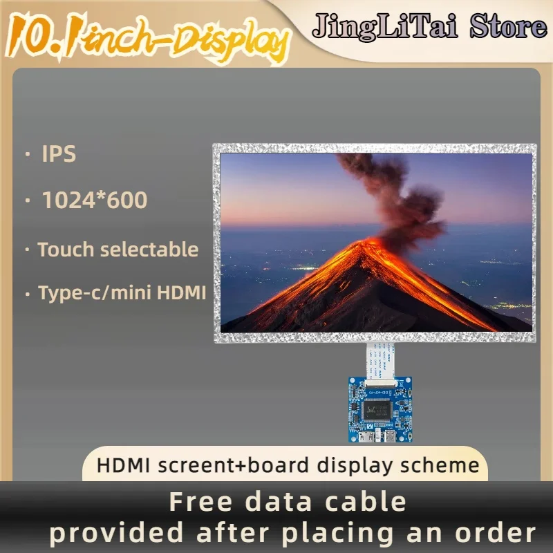 

JLT 10.1-inch 60Hz touch screen portable HDMI monitor 1024 * 600 500Cd/m ² IPS monitor, suitable for laptop camera monitor