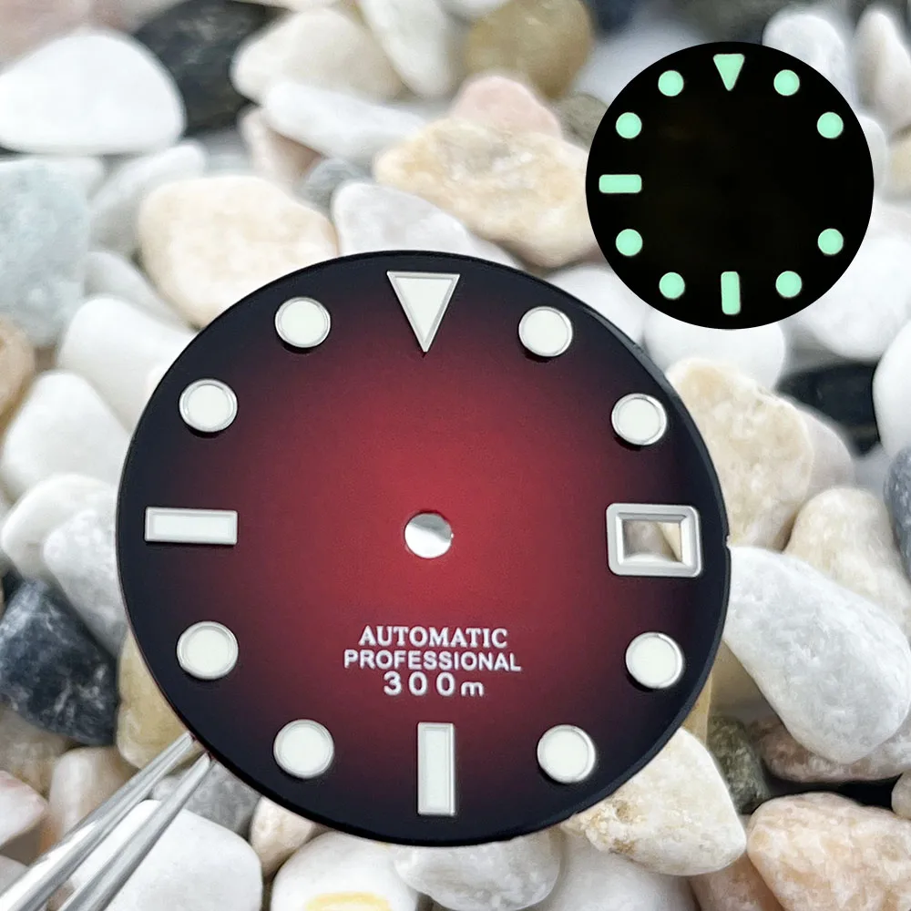 28.5mm NH dial 35a/36a dial custom logo green  luminous dial suitable for 3.0/3.8 NH movement 35a/36a