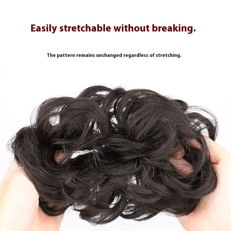 여성용 컬리 페이크 하리(자연스러운 볼륨 번 헤어스타일) 헤어밴드 포함 업두용 리얼리틱 여성용 합성 텍스처 헤어