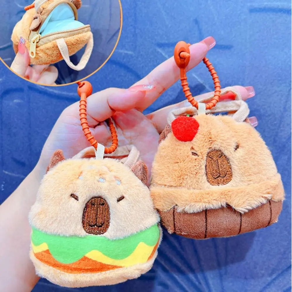 Capybara Capybara Plush Coin Purse Hamburg Stuffed Capybara Plush Keychain Cartoon Fashion Capybara Plush Wallet Backpack Decor